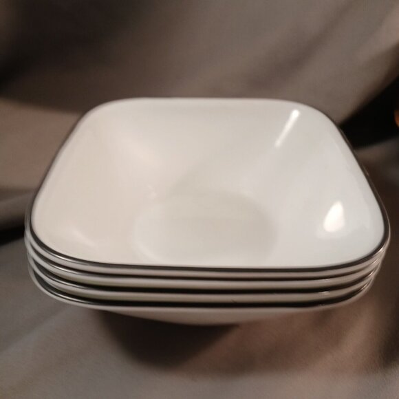 Corelle Corning Simple Lines 4 Square Bowls Vitrelle Glass Made in USA - Picture 2 of 10